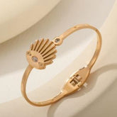 Stainless Steel Gold/Rosegold Plated Cubic Zirconia Evil Eye Kada